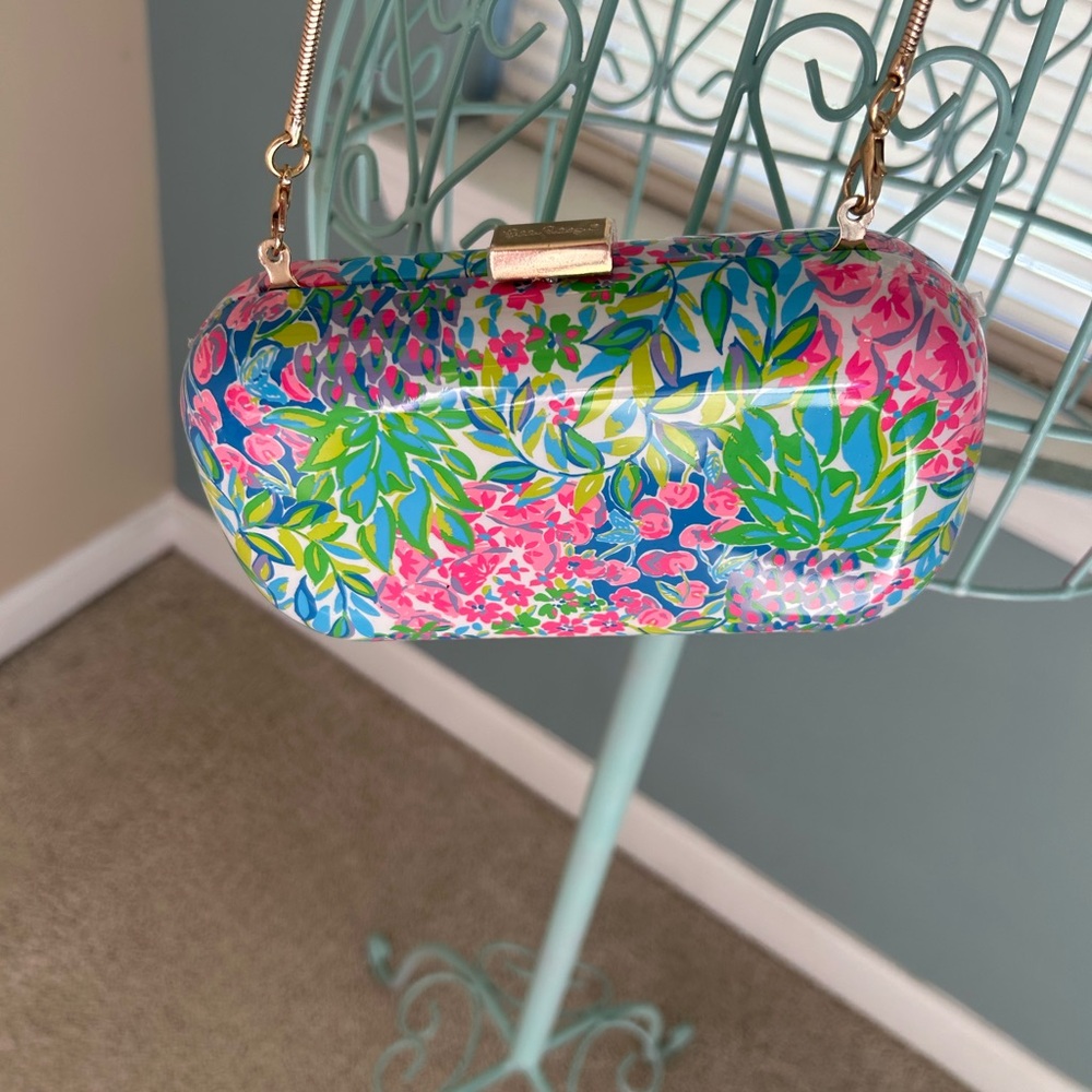 Lilly Pulitzer Hard Case Clutch with "A Cherry On Top" Pattern W/Strap